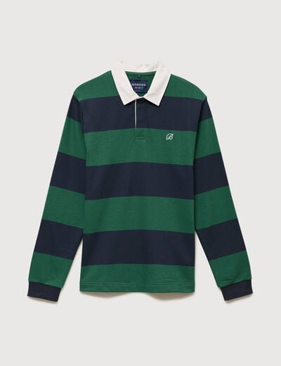 Polo manches longues broderie bleu marine homme