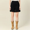 Bermuda droit taille haute noir femme
