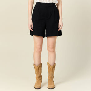 Bermuda droit taille haute noir femme