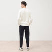 Pull col rond manches longues en coton ecru homme