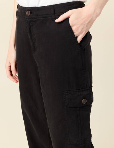 Pantalon battle 7/8&egrave;me taille standard noir femme