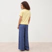 T-shirt droit col rond manches courtes jaune pastel femme
