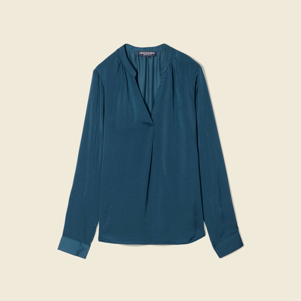 Blouse manches longues bleu canard femme