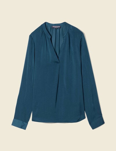 Blouse manches longues bleu canard femme