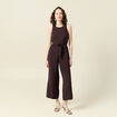 Combinaison pantalon large marron foncé femme
