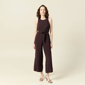combinaison pantalon large marron fonce femme Combinaison pantalon large marron foncé femme