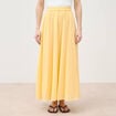 Jupe longue &eacute;vas&eacute;e en coton doubl&eacute;e jaune clair femme