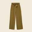 Pantalon loose avec ceinture vert kaki femme