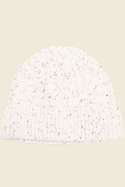 Bonnet tricoté à torsades ecru homme
