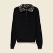 Pull col camionneur manches longues noir femme
