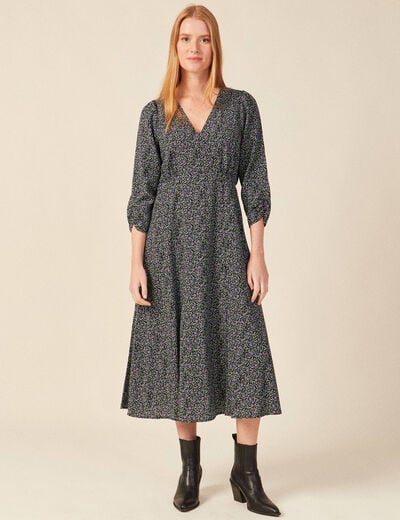 Robe longue éco-responsable noir femme