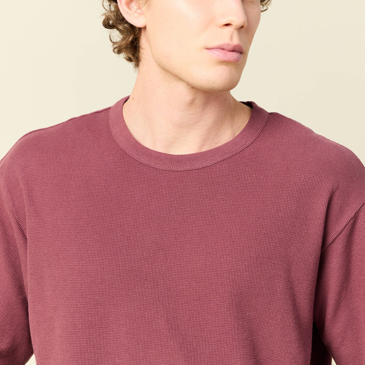 T-shirt ample en coton manches courtes vieux rose homme