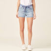 Short droit éco-responsable denim bleach femme