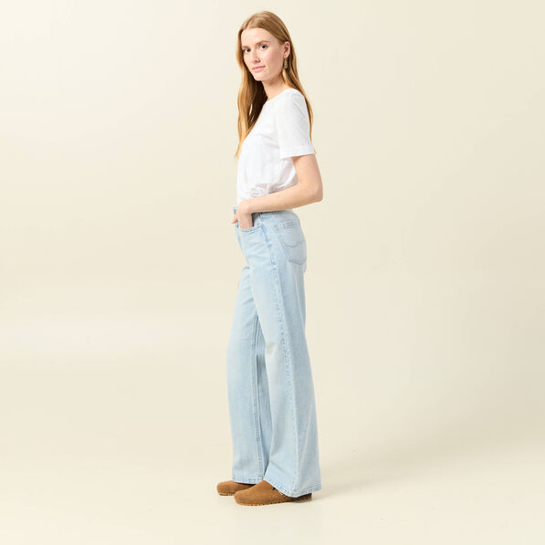 jeans large eco responsable denim bleach femme Jeans large éco-responsable denim bleach femme