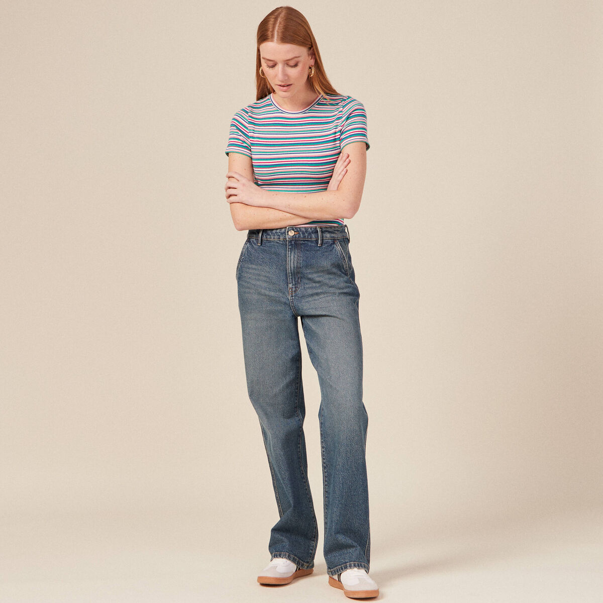 T-shirt manches courtes multicolore femme