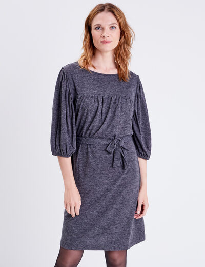 Robe droite ceinturée gris foncé femme