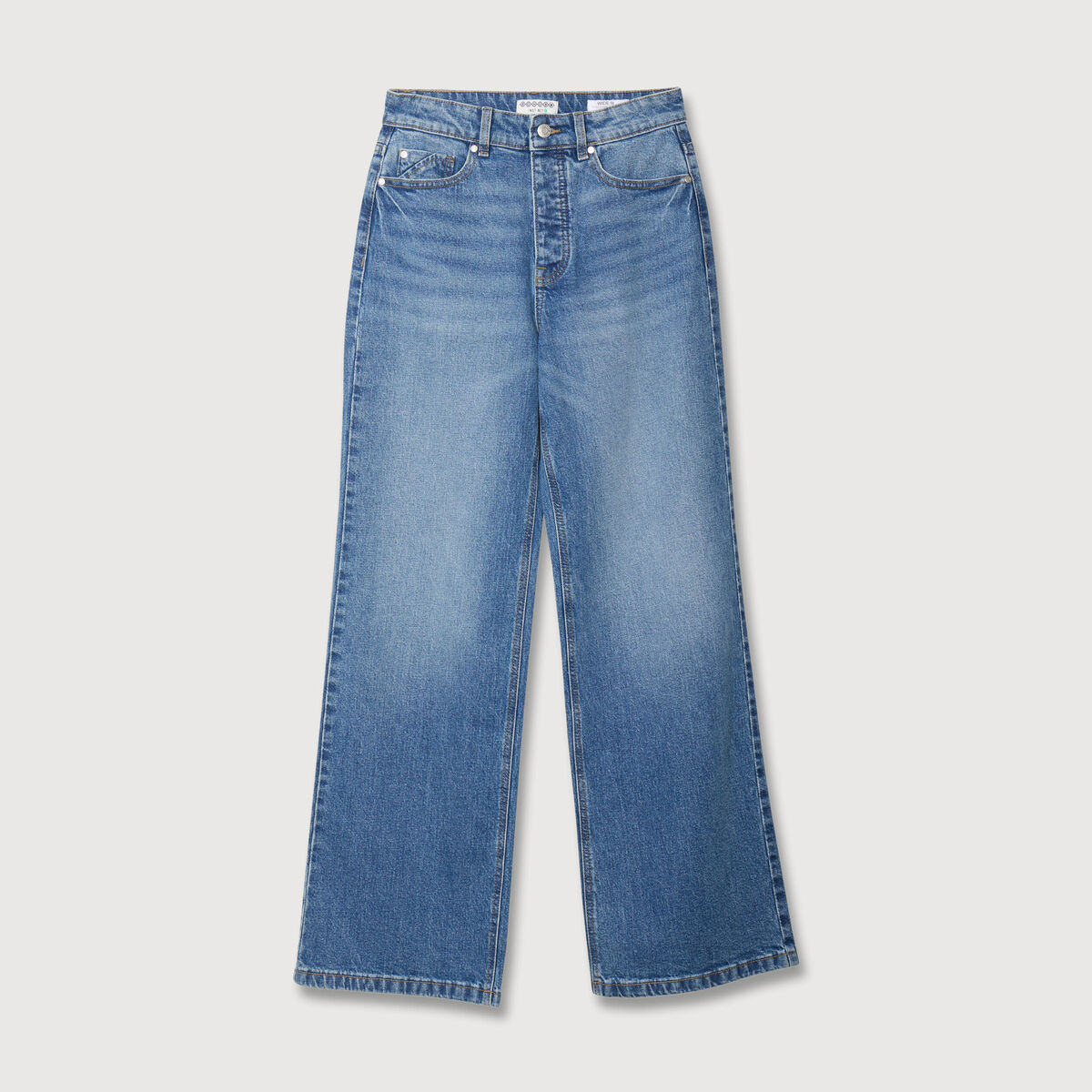 Jeans large taille haute denim stone femme