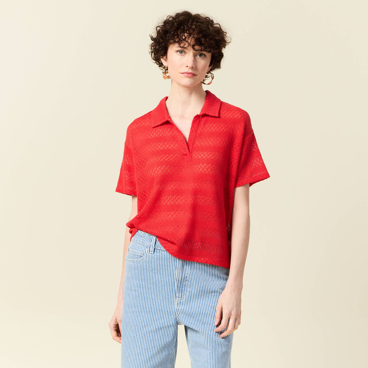T-shirt manches courtes rouge femme