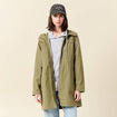 Parka longue à capuche vert kaki femme