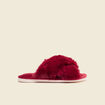 Chaussons mules fourrure rouge foncé femme