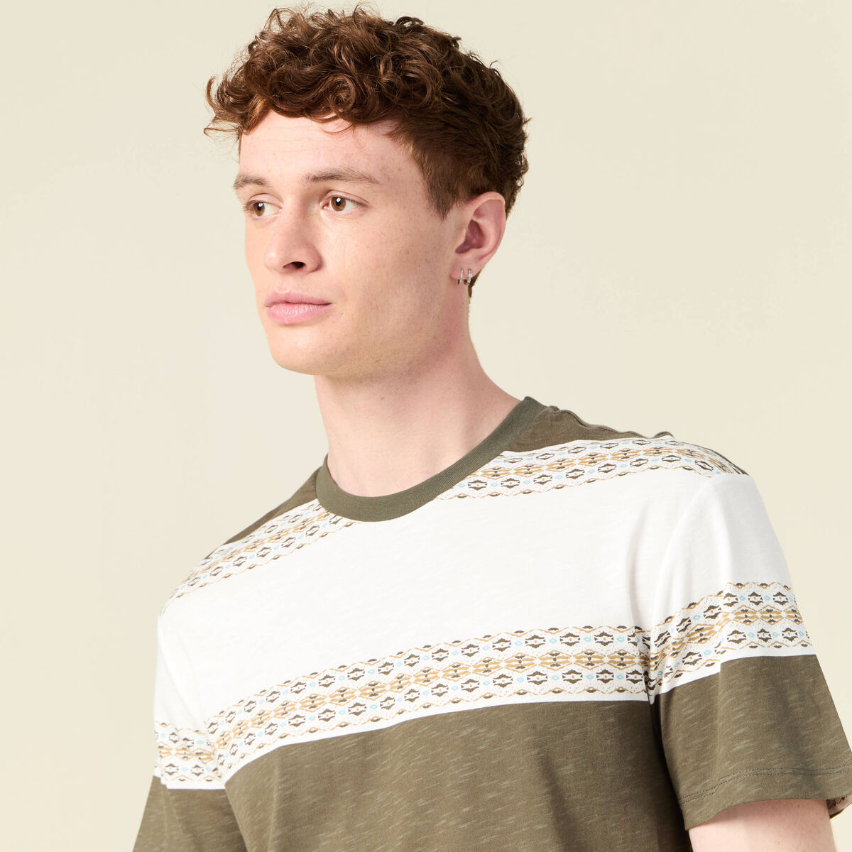 T-shirt manches courtes vert kaki homme