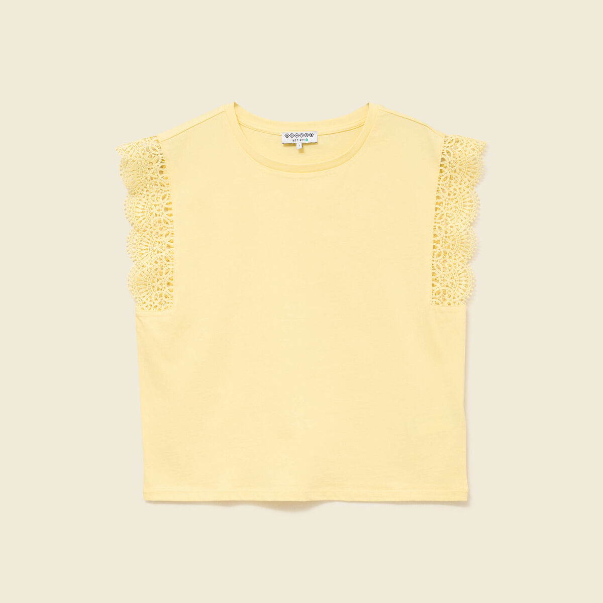 T-shirt manches courtes jaune pastel femme