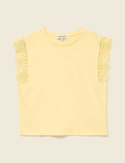 T-shirt manches courtes jaune pastel femme