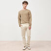 Pull fin en coton manches longues vert olive homme