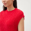 Pull droit sans manches col rond rouge femme