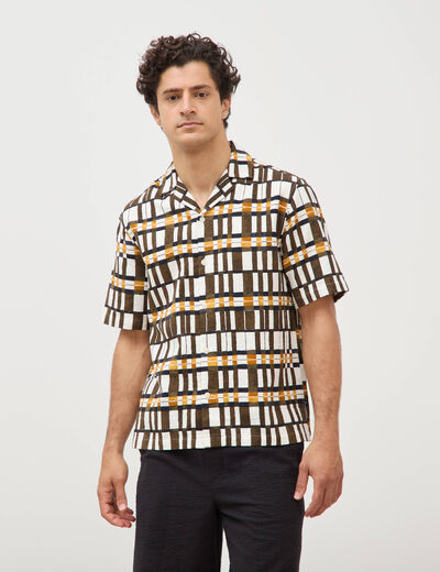 Chemise manches courtes col tailleur blanc homme