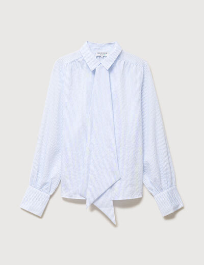 Chemise manches longues col am&eacute;ricain bleu ciel femme