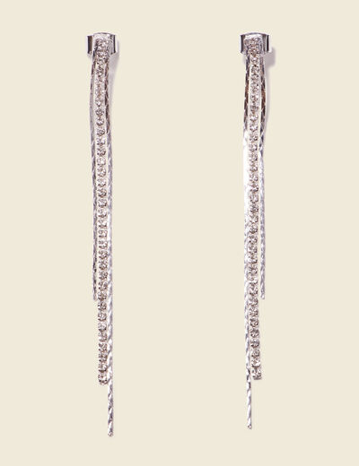 Boucles d'oreilles pendantes couleur argent femme