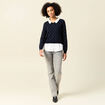Pull manches longues 2-en1 bleu marine femme