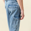 Pantalon cargo en coton denim bleach homme