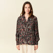 Chemise manches longues col v fluide noir femme