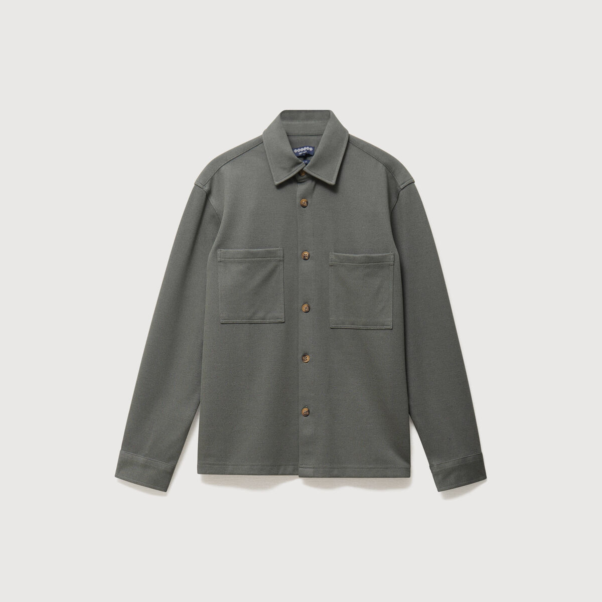 Surchemise droite col am&eacute;ricain vert kaki homme