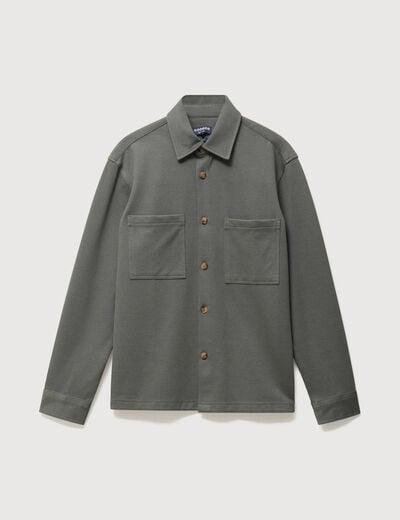 Surchemise droite col am&eacute;ricain vert kaki homme