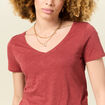T-shirt manches courtes rouge foncé femme