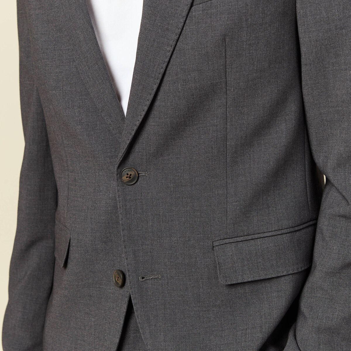Blazer manches longues col tailleur gris fonc&eacute; homme
