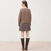 Pull col rond manches longues marron femme