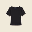 T-shirt manches courtes c&ocirc;tel&eacute; noir femme