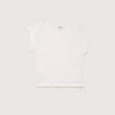T-shirt ajust&eacute; col rond manches courtes ecru femme
