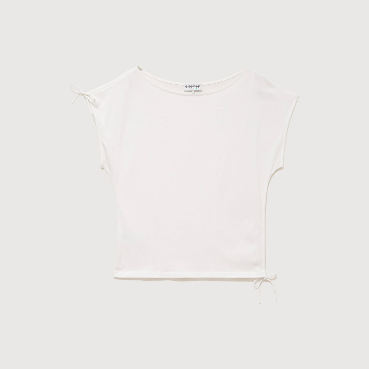 T-shirt ajust&eacute; col rond manches courtes ecru femme