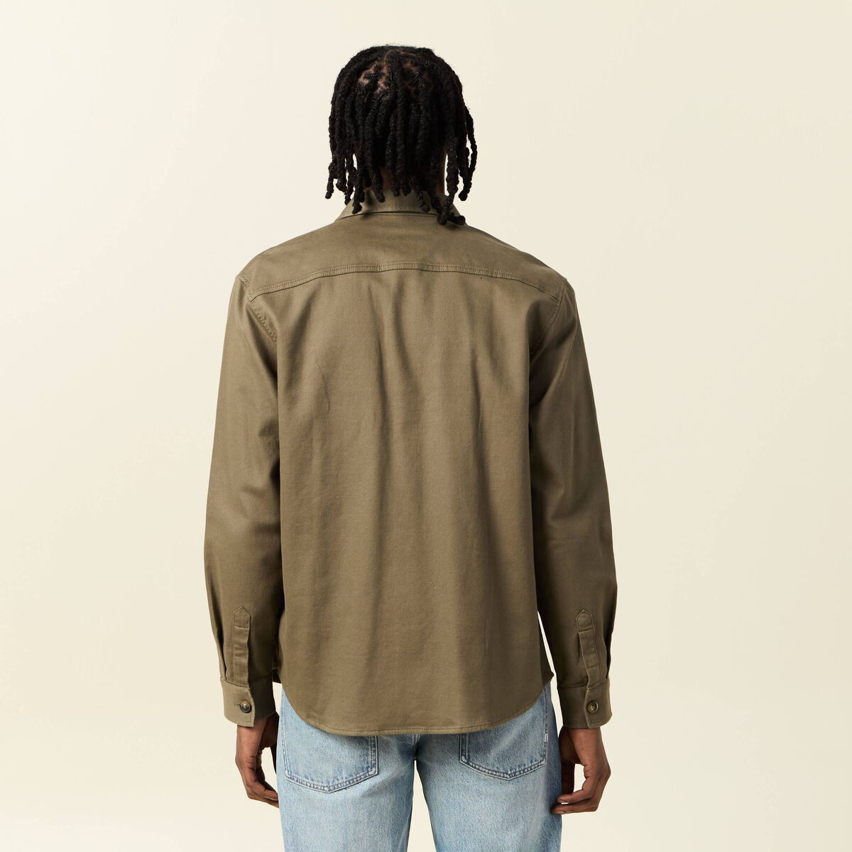 Surchemise manches longues vert kaki homme