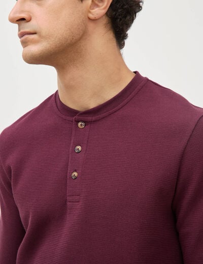 T-shirt manches longues prune homme