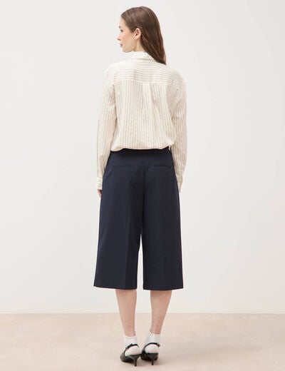 Bermuda large taille haute bleu marine femme