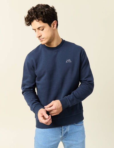 Sweat manches longues bleu marine homme