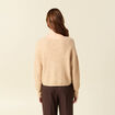 Gilet col V manches longues n&oelig;uds beige femme