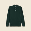 Polo manches longues en coton vert fonc&eacute; homme