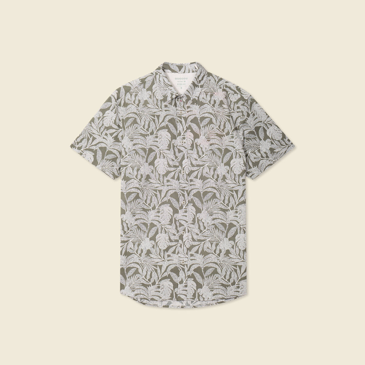 Chemise manches courtes vert kaki homme